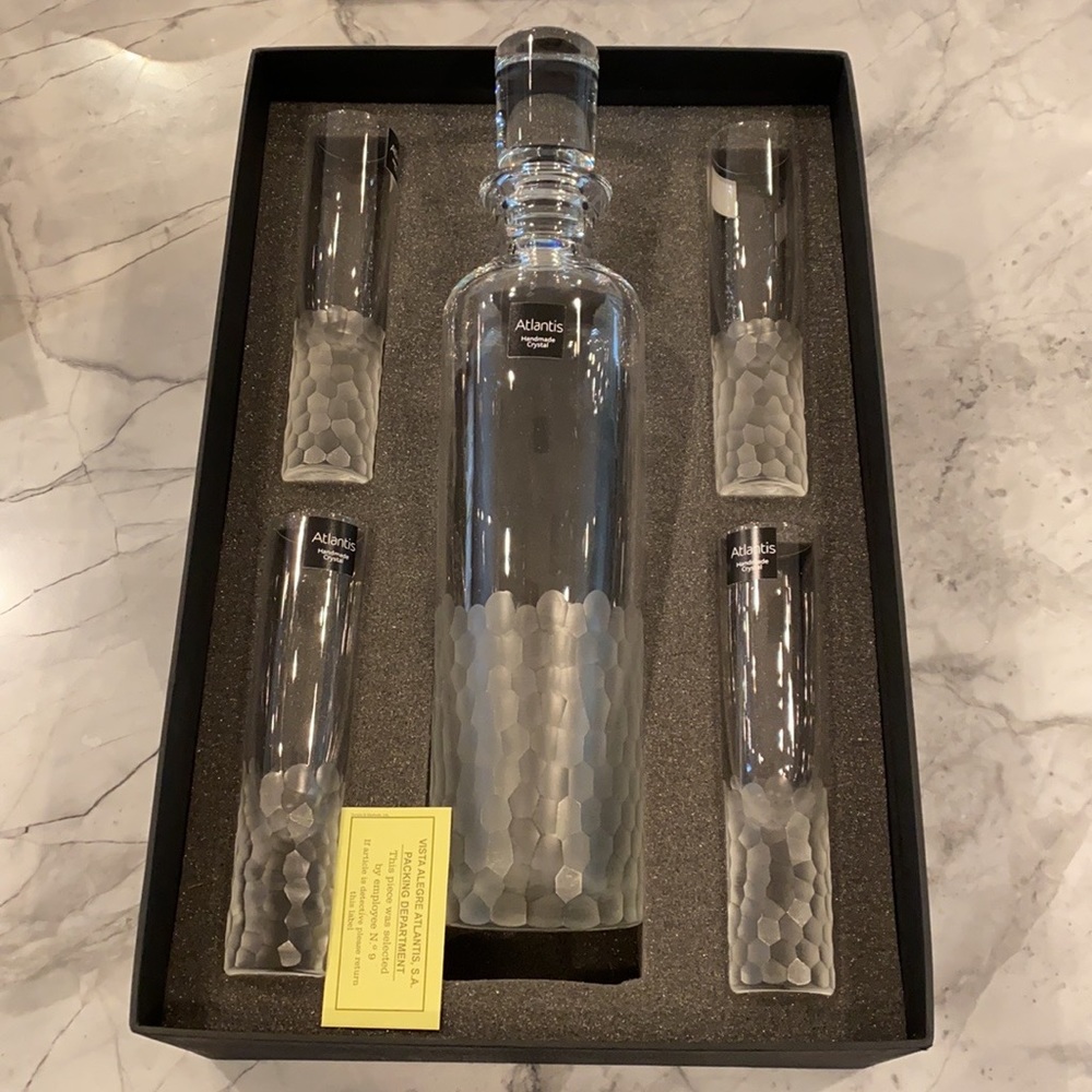 Atlantis Portuguese Lead Crystal vodka set 5pcs